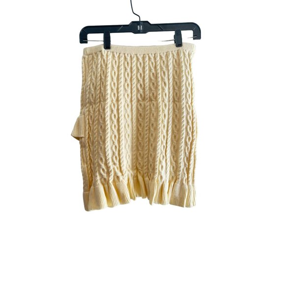 NWT Cider L Cable Knit Cream Ruffle Hem Mini Skirt - Picture 3 of 7